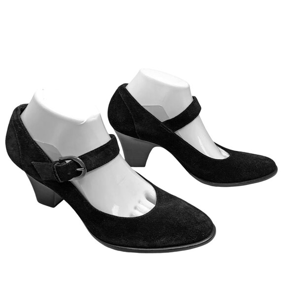 Via Spiga Black Suede Cone Heel Mary‎ Jane Pumps - Picture 10 of 10